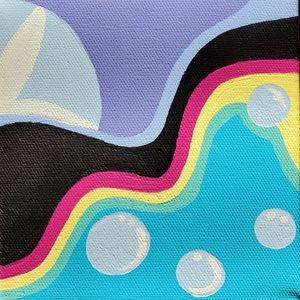 Colorful Mini Abstract Painting on gallery canvas.